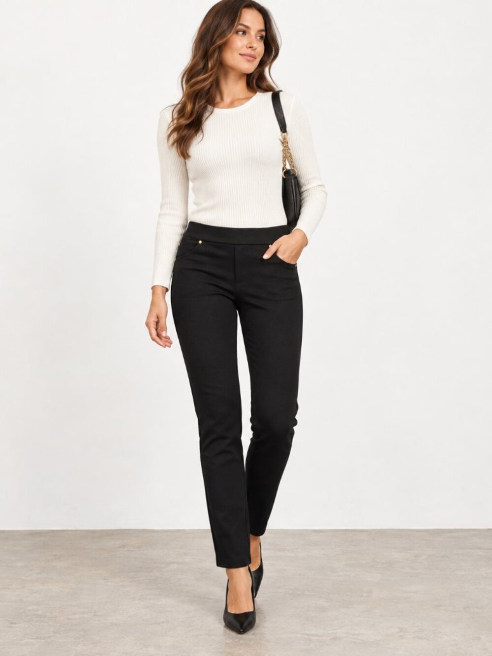 Michael Kors Women’s M Black Pull-On Stretch Slim Leg Pants